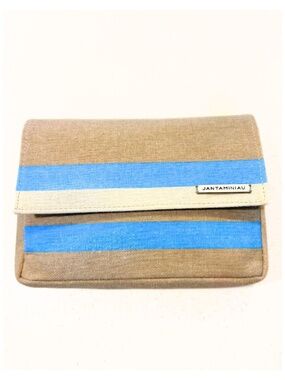 KLM JANTAMINIAU Amenity Travel Kit Taupe Cream Blue Striped